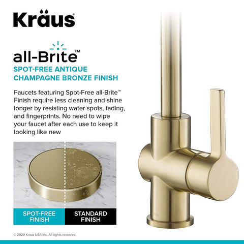 Britt Commercial Style Kitchen Faucet in Spot Free Antique Champagne Bronze, KPF-1690SFACB