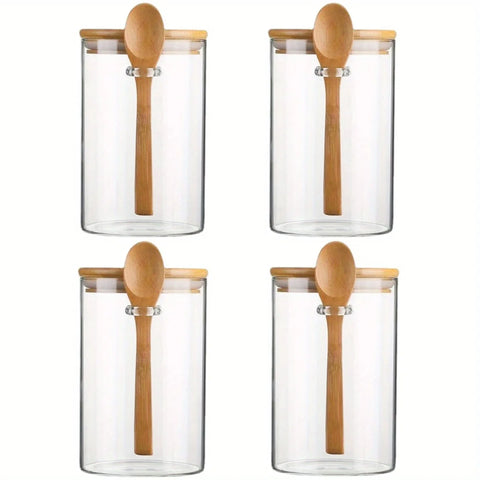 18Oz Airtight Glass Jars with Lids and Spoons, Candy Jars with Lids, Clear Spice Jars, Small Food Storage Containers