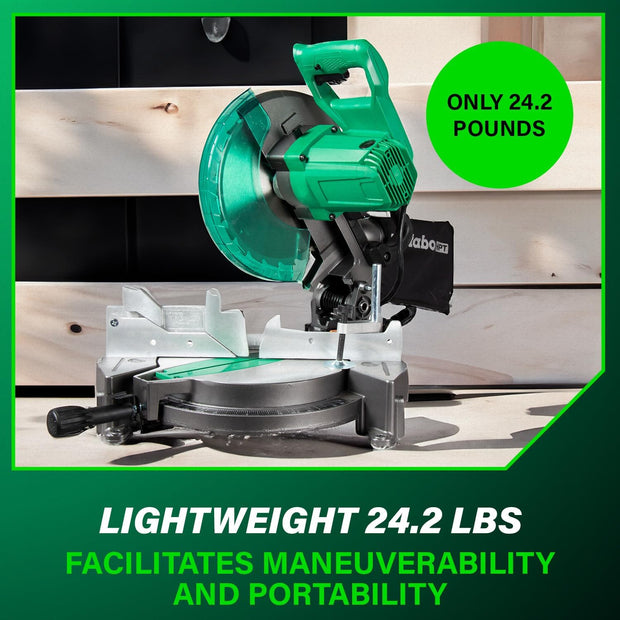 10-Inch Compound Miter Saw, 15-Amp Power Saw with Large 10-Inch Table, Precision Miter Angles, Single Bevel 0-45°, 24T TCT Blade, Positive Stops, Lightweight Design, C10FCGS