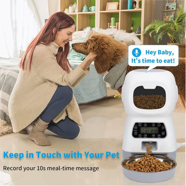 Smart Automatic Dog Cat Feeder 3.5 Liters Dry Food Dispenser plus 2L Water Feeder Suitable for Small and Medium Pet Smart Feeder