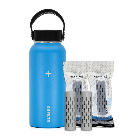 Alkaline Water Bottle 32 Oz - Insulated Water Bottle That Creates 9.5 Ph Alkaline Water