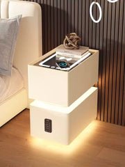 Creative Intelligent Bedside Table with Wireless Charging Modern Style Storage Cabinet Bedroom Nightstand with Sensor Light 25Cm