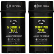 Barrel and Oak - Aluminum-Free Deodorant, Deodorant for Men, Essential Oil-Based Scent, 24-Hour Odor Protection, Cedar & Patchouli Blend, Gentle on Sensitive Skin (Mountain Sage, 2.7 Oz, 2-Pack)