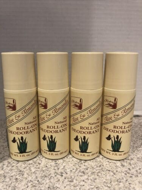 All Natural Roll-On Deodorant Aloe & Almonds - 3 Fl Oz, 4 Pack