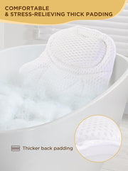 Bath Pillow Luxury Bathtub Pillow, Bath Pillows for Tub Neck and Back Support, Bath Tub Pillow Headrest with Soft 4D Air Mesh Fabric & Non-Slip Suction Cups, Fits All Bathtub Relaxing Bath Accessories