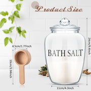 2 Sets 74 Oz Bath Salt Container with Airtight Lid and Scoop Big Glass Bath Salt Jar with Wooden Scoop for Bath Salt Flour Salt Candy Tea (Printed)