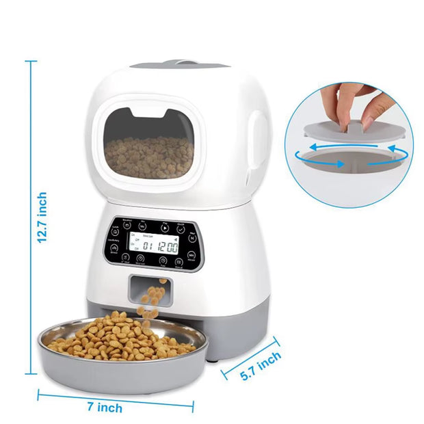 Smart Automatic Dog Cat Feeder 3.5 Liters Dry Food Dispenser plus 2L Water Feeder Suitable for Small and Medium Pet Smart Feeder