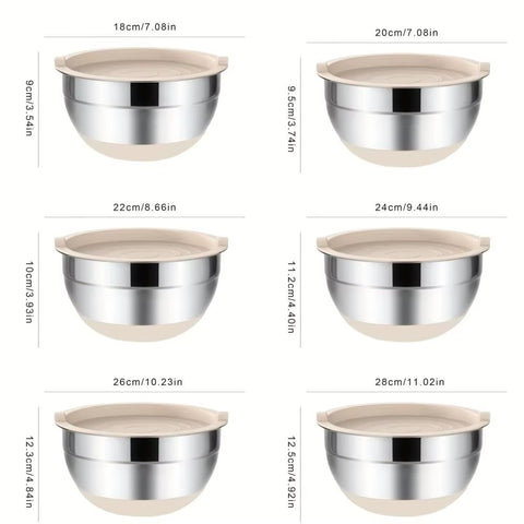 Mixing Bowls with Airtight Lids Set Steelbowls with Grater Attachments,Non-Slip Bottoms Kitchengadgets Great for Mixing Serving