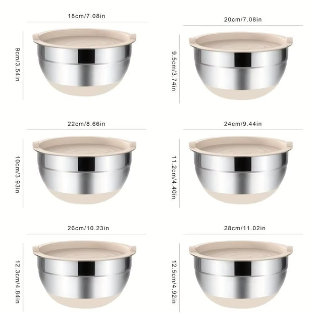 Mixing Bowls with Airtight Lids Set Steelbowls with Grater Attachments,Non-Slip Bottoms Kitchengadgets Great for Mixing Serving