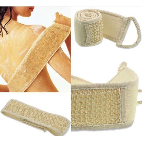 Natural Cotton Linen Long Strip Bath Towel Powerful Exfoliating Back Massage Rubbing Shower Brush Body Scrubber Cleaning Tool