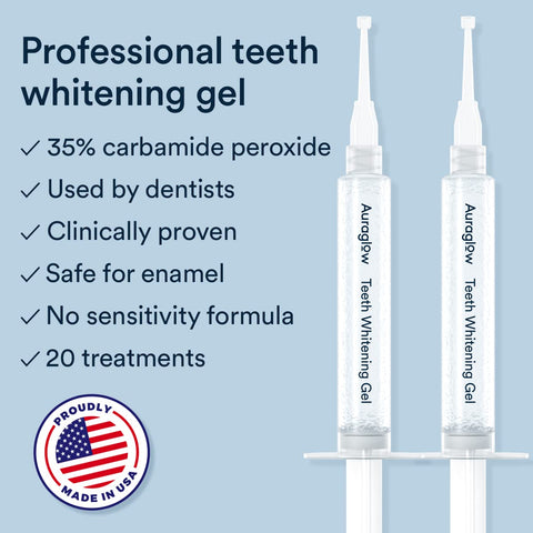 Teeth Whitening Kit, LED Accelerator Light, 35% Carbamide Peroxide Teeth Whitening Gel, 20+ Whitening Treatments, 5Ml Whitening Gel Syringes, Whiten Teeth Faster