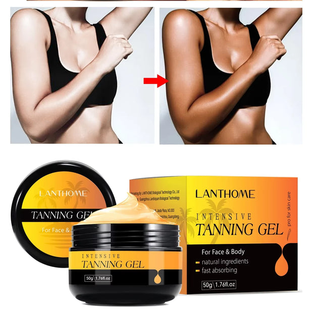 50G Tanning Cream Face Body Bronzer Sunless Self Body Care Natural Glow Soft Brown Lotion Beach Care Products Women Men