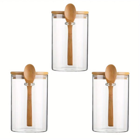 18Oz Airtight Glass Jars with Lids and Spoons, Candy Jars with Lids, Clear Spice Jars, Small Food Storage Containers