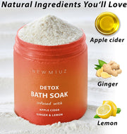 Bath Salts with Apple Cider, Ginger & Lemon Essential Oils - Sea Salt Bath Soak for Healthy Skin - Detox Bath Salts for Foot Soak, Body Care, Muscle Recovery & Aromatherapy 100% Pure and Mineral-Rich