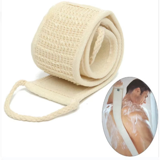 Natural Cotton Linen Long Strip Bath Towel Powerful Exfoliating Back Massage Rubbing Shower Brush Body Scrubber Cleaning Tool