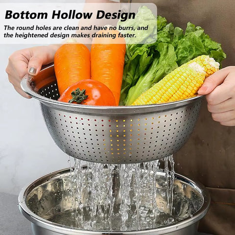 3 in 1 Vegetable Slicer Cutter Drain Basket Stainless Steel Vegetable Julienne Grater Salad Maker Bowl Kitchen Accessories