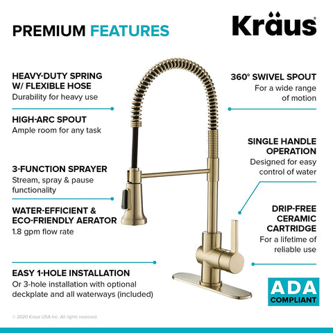 Britt Commercial Style Kitchen Faucet in Spot Free Antique Champagne Bronze, KPF-1690SFACB