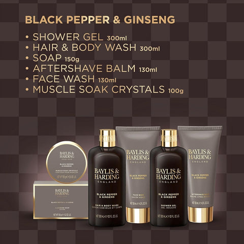 Gift Set for Men - Luxury Shower & Prep Pack - Black Pepper & Ginseng