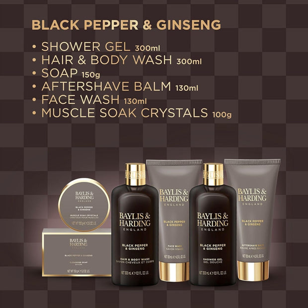 Gift Set for Men - Luxury Shower & Prep Pack - Black Pepper & Ginseng