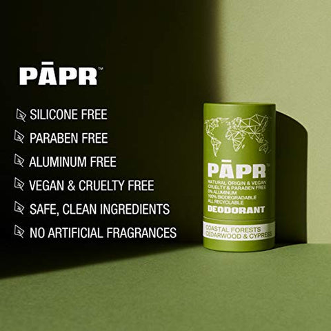 PAPR - Nature Powered, Clinically Proven, All Natural Deodorant in Zero Waste Paper Packaging (Coastal Forest)