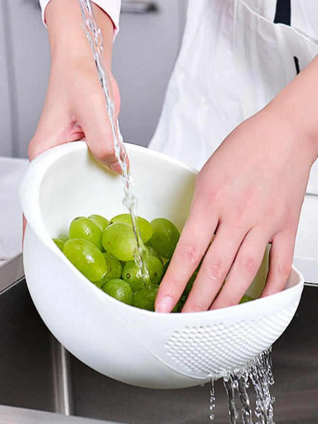 1PC- Colander Rice Bowl Drain Basket Fruit Bowl Washing Drain Basket with Handle Washing Basket Home Kitchen Organizer