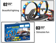 Electric Track Racing Set – RC Cars & Train for Kids!