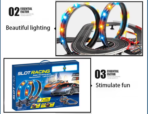 Electric Track Racing Set – RC Cars & Train for Kids!